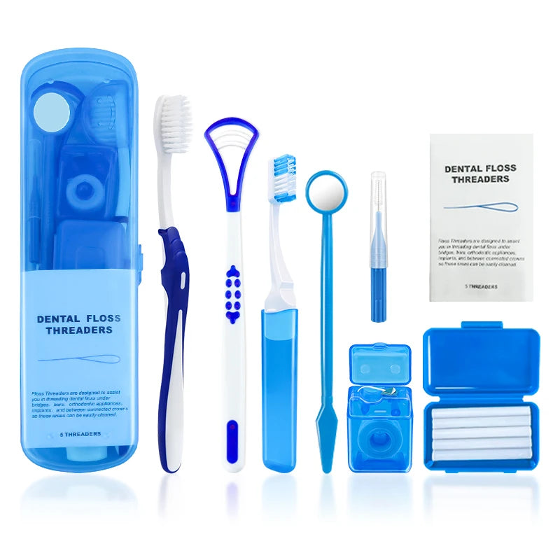 Professional 8-Piece Orthodontic Cleaning Kit – Braces Care Set with Interdental Brushes, Floss Threaders & Wax