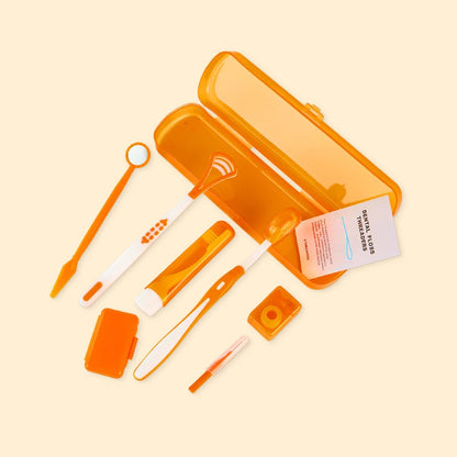 Professional 8-Piece Orthodontic Cleaning Kit – Braces Care Set with Interdental Brushes, Floss Threaders & Wax