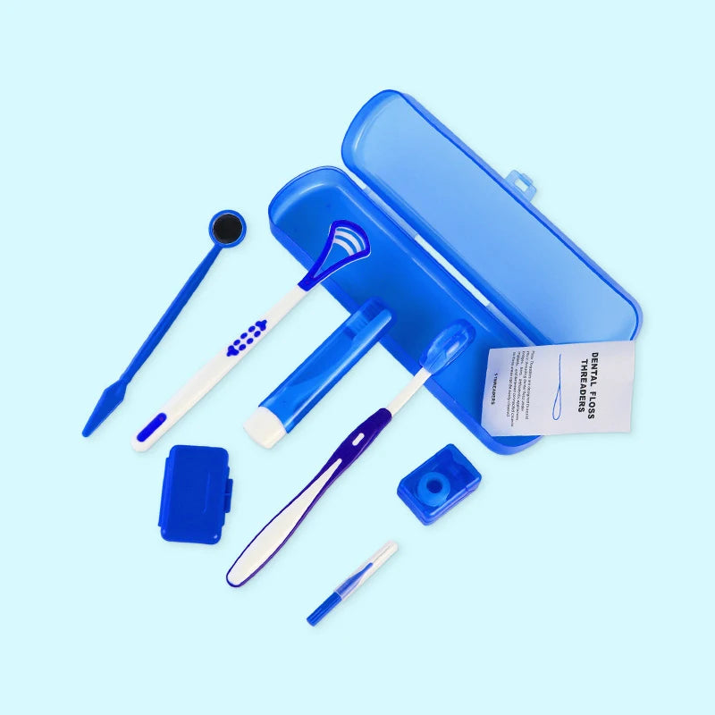 Professional 8-Piece Orthodontic Cleaning Kit – Braces Care Set with Interdental Brushes, Floss Threaders & Wax