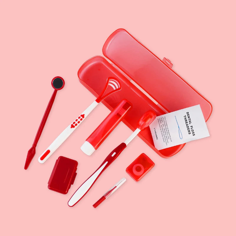 Professional 8-Piece Orthodontic Cleaning Kit – Braces Care Set with Interdental Brushes, Floss Threaders & Wax