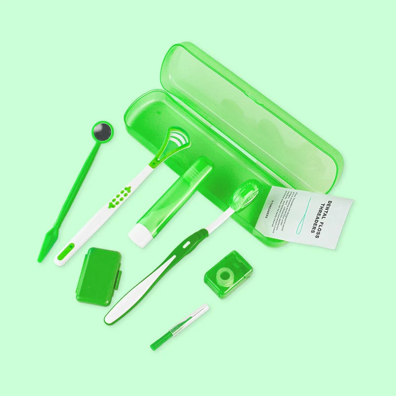 Professional 8-Piece Orthodontic Cleaning Kit – Braces Care Set with Interdental Brushes, Floss Threaders & Wax
