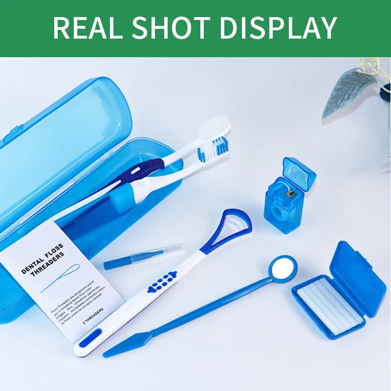 Professional 8-Piece Orthodontic Cleaning Kit – Braces Care Set with Interdental Brushes, Floss Threaders & Wax