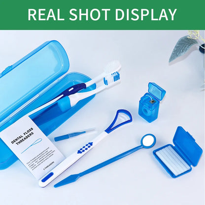 Professional 8-Piece Orthodontic Cleaning Kit – Braces Care Set with Interdental Brushes, Floss Threaders & Wax